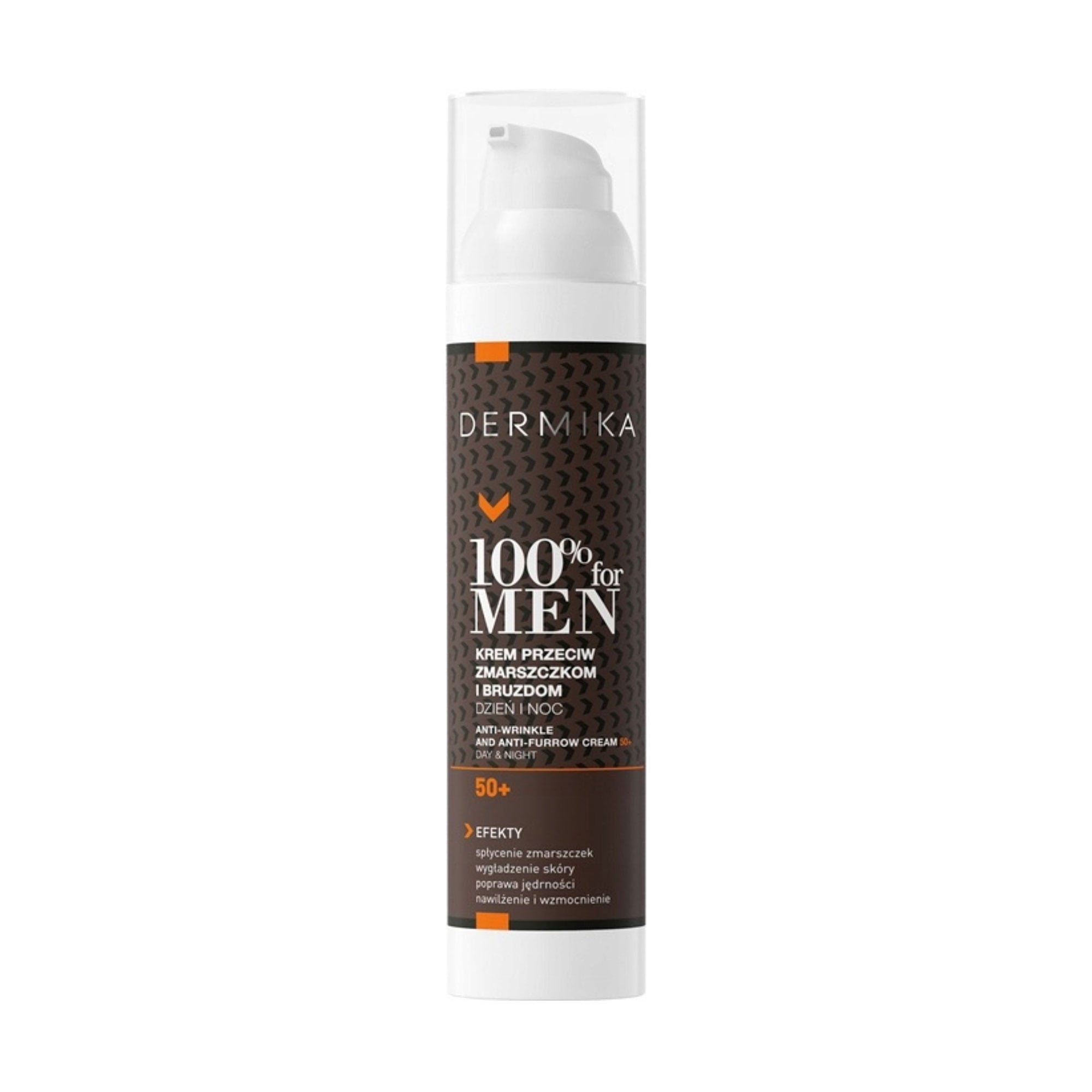 Чоловічий крем для обличчя Dermika 100% For Men Anti-Wrinkle And Anti-Furrow Cream 50+, проти глибоких зморщок, 100 мл